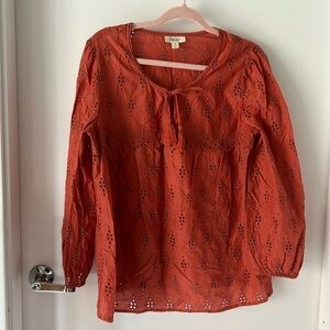 NWOT Style & Co. Eyelet blouse in rust color